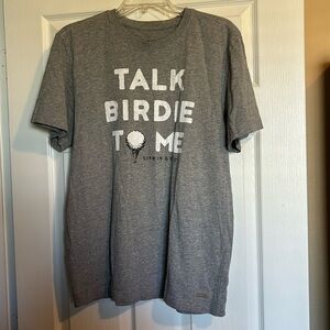 Life is Good men’s gray Talk Birdy to Me short sleeve t-shirt size medium